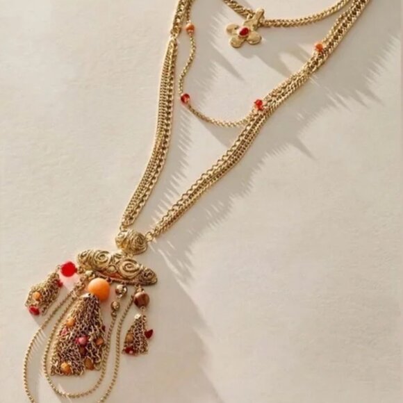 NWT Free People Catriona Layer Necklace in Gold - Picture 2 of 3